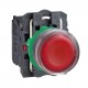 Harmony komplett műanyag LED világító nyomógomb, O22, visszatérő, 1NO+1NC, 24VAC/DC, piros