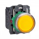 Harmony komplett műanyag LED világító nyomógomb, O22, visszatérő, 1NO+1NC, 24VAC/DC, narancssárga