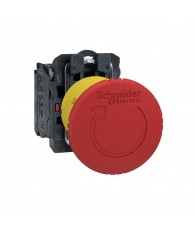 Harmony komplett műanyag O40 gombafejű vészgomb, O22, forgatásra kioldó, 1NC