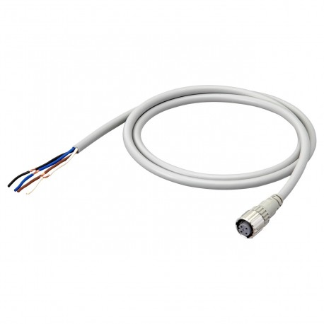 M12 4-pin, Straight female connector, IP69K, Robot cable, 3m