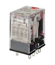 Relay, plug-in, 14-pin, 4PDT, 6 A, mechanical & LED indicators, lockable push test button, 220/240 VAC
