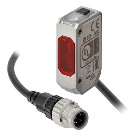 Photoelectric sensor, rectangular housing, stainless steel, red LED, background suppression, 80 mm, PNP, Light-ON/Dark-ON, IO-Li