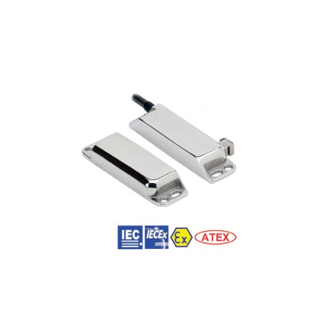 Non-contact door switch, ex zone, reed, elongated stainless steel, 2NC+1NO, 5m cable