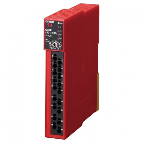 Safety relay unit, 24 VDC, 4 safety outputs 5 A max (2+2 with 30 s off delay), aux. output