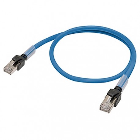 Cat 6a Ethernet patch kábel, 0,2 m, kék színű.
