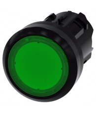 Illuminated pushbutton, 22 mm,round, plastic, green,pushbutton, flat momentarycontact type