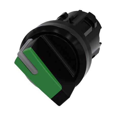 Selector switch, illuminable,22 mm, round, plastic, green,selector switch, short, 2switch positions O-I, latching,actuating 