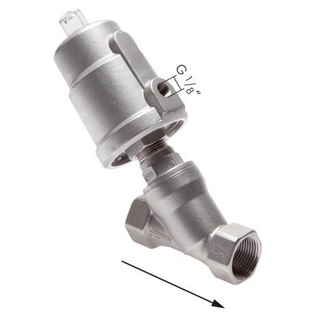 U234ES2AE G3/4" Rozsdamentes ferdeülékes szelep 2/2 NC Üzemi nyomás 0-16 bar Közeg hőméséklet max +180C teflon tömítés  