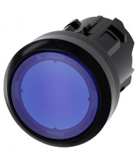 Illuminated pushbutton, 22 mm,round, plastic, blue,pushbutton, flat momentarycontact type