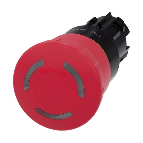 EMERGENCY STOP mushroompushbutton, illuminable, 22 mm,round, plastic, red, 40 mm,positive latching, acc. to ENISO 13850, rot