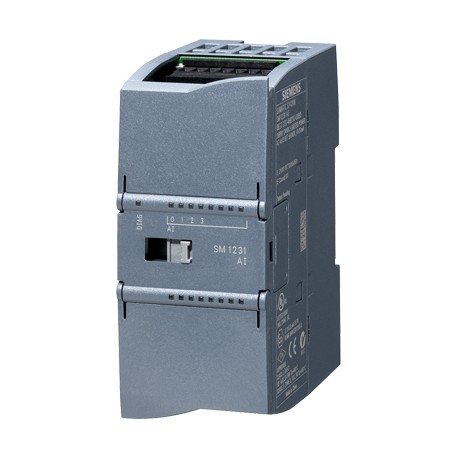 SIMATIC S7-1200, Analog input,SM 1231, 4 AI, +/-10 V, +/-5 V,+/-2.5 V, or 0-20 mA/4-20 mA,12 bit+sign (13 bit ADC)