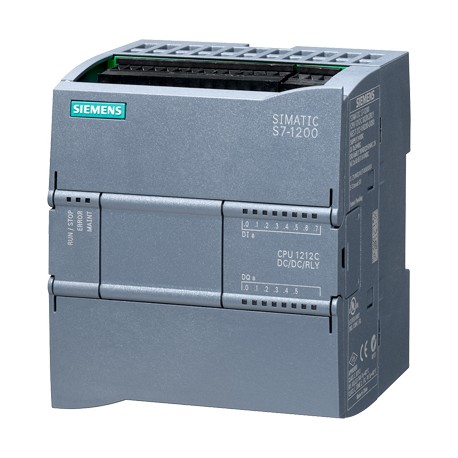 SIMATIC S7-1200, CPU 1212C,compact CPU, DC/DC/relay,onboard I/O: 8 DI 24 V DC  6 DOrelay 2 A  2 AI 0-10 V DC,Power supply: D