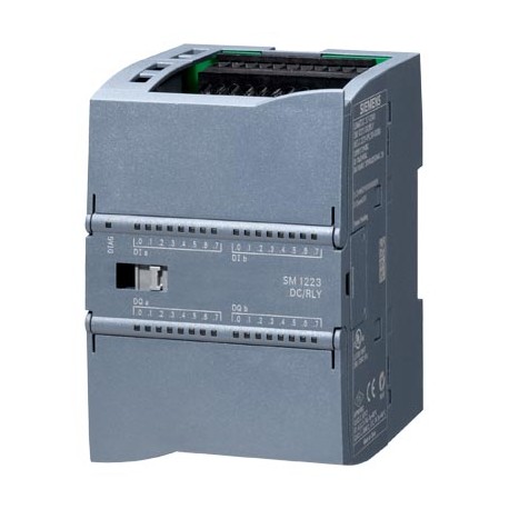 SIMATIC S7-1200, Digital I/O SM1223, 16 DI/16 DO, 16 DI 24 VDC, Sink/Source, 16 DO, relay 2A