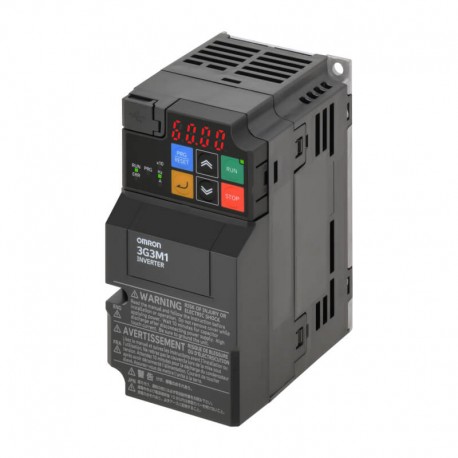 M1 AC Drive, 0.7/1.1 kW (HD/ND), 5.0/6.0 A (HD/ND), 200 VAC, 1~ input,OLV/CLV control, STO (wired), max. output freq. 590 Hz