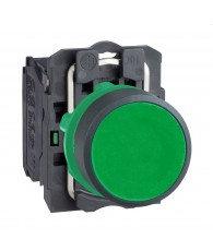 Harmony komplett műanyag nyomógomb, O22, visszatérő, 1NO, zöld