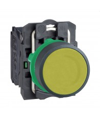 Harmony komplett műanyag nyomógomb, O22, visszatérő, 1NO, sárga