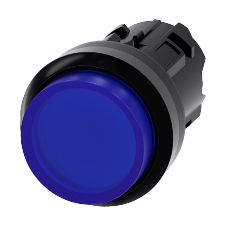 Illuminated pushbutton, 22 mm,round, plastic, blue,pushbutton, raised momentarycontact type
