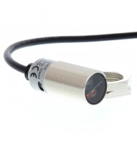 Fotoelektromos érzékelő M18-as fémházas, tárgyreflexiós, érzékelési távolság 100mm, NPN-kimenet, 2m beöntött kábellel