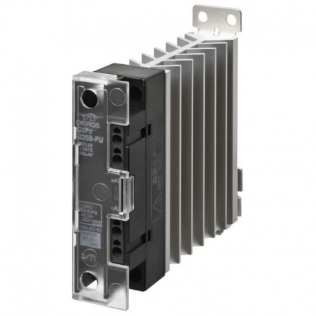 Solid-state relay, 1 phase, 27A, 24-240 VAC, with heat sink, DIN rail mount, input voltage 12-24V DC with Push-in terminals