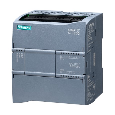 SIMATIC S7-1200, CPU 1212C,compact CPU, DC/DC/DC, onboardI/O: 8 DI 24 V DC  6 DO 24 VDC  2 AI 0-10 V DC, powersupply: DC 20.