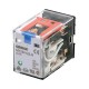 Relay, plug-in, 14-pin, 4PDT, 6 A, mechanical & LED indicators, lockable push test button, 24 VDC