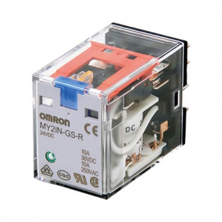 Relay, plug-in, 14-pin, 4PDT, 6 A, mechanical & LED indicators, lockable push test button, 24 VDC