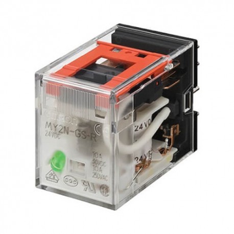 Relay, plug-in, 14-pin, 4PDT, 6 A, mechanical indicator, 220/240 VAC