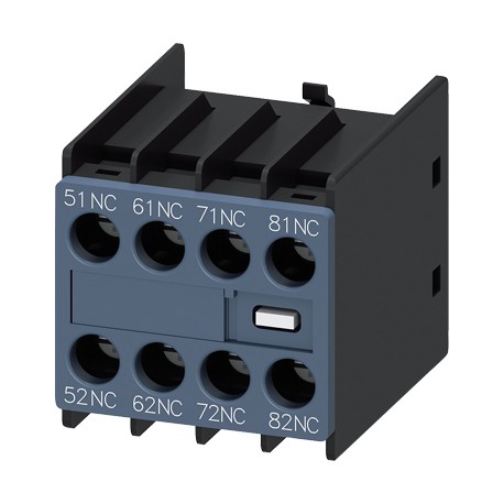 auxiliary switch, on the front, 4 NC, 51/52, 61/62, 71/72, 81/82, current path: 1 NC, 1 NC, 1 NC, 1 NC, screw terminal, physical