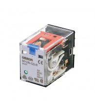 Relay, plug-in, 8-pin, DPDT, 10 A, mechanical & LED indicators, lockable push test button, 220/240 VAC