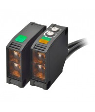 Photoelectric sensor, square body, red LED, through-beam, 40m, AC/DC, relay, L-ON/D-ON selectable, 2m cable