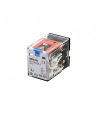 Relay, plug-in, 8-pin, DPDT, 10 A, mechanical & LED indicators, lockable push test button, 24 VDC