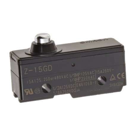 General purpose basic switch, short spring plunger, SPDT, 15 A, solder terminals